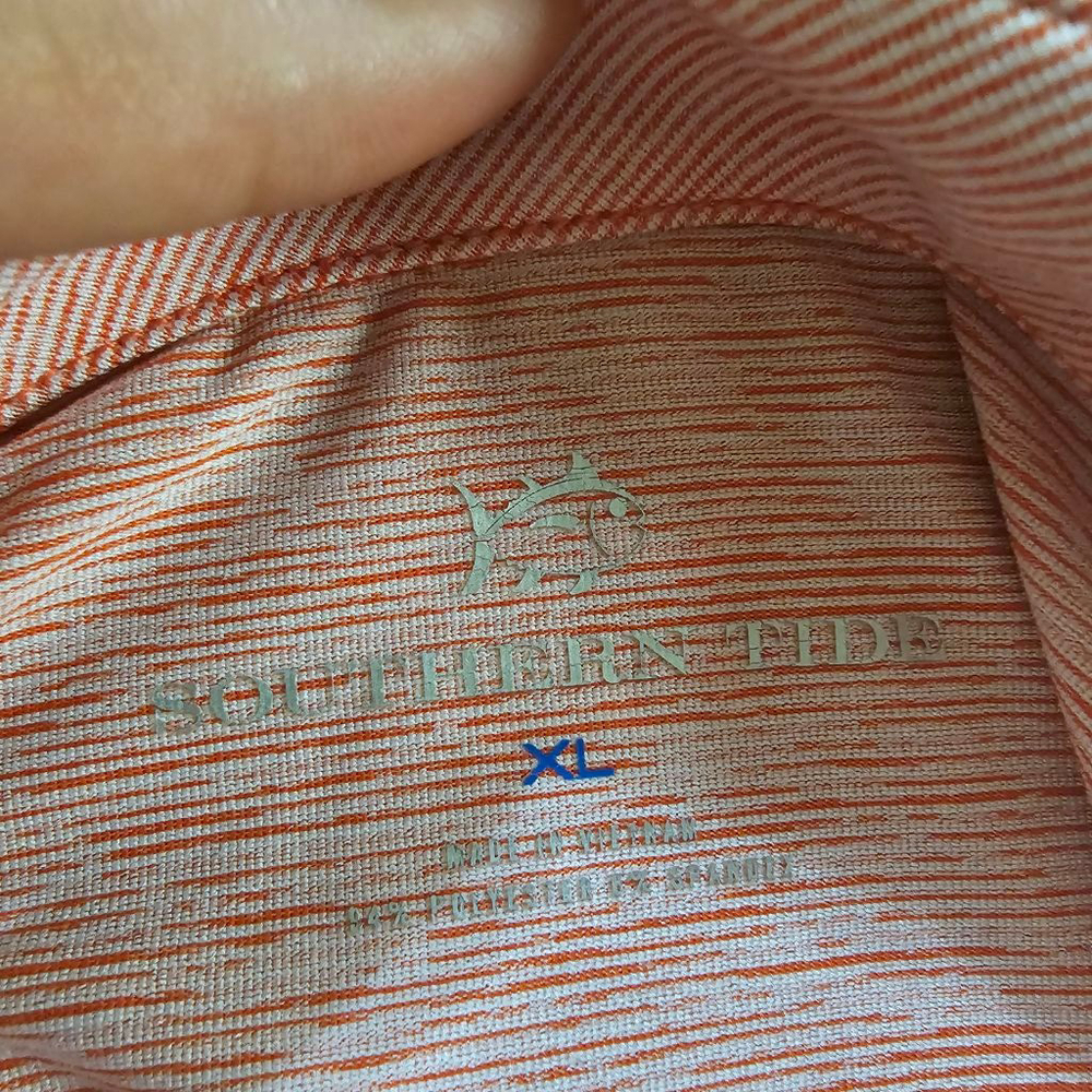 Southern Tide Orange White Stripe Polo Shirt XL - Picture 8 of 11